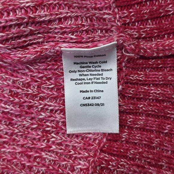Talbots Sweater Womens Large Pink Orange Ombre Stripe Knit Pima Cotton Colorful - Picture 9 of 10